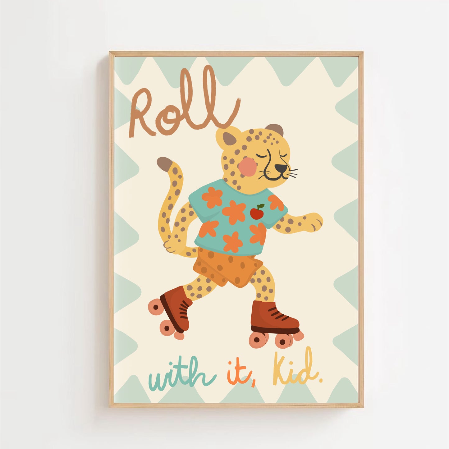 Roll with it kid - leopard on skates | Art print