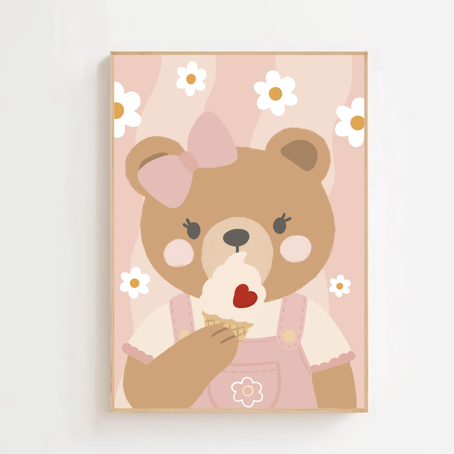 Bear ice cream - pink | Art print