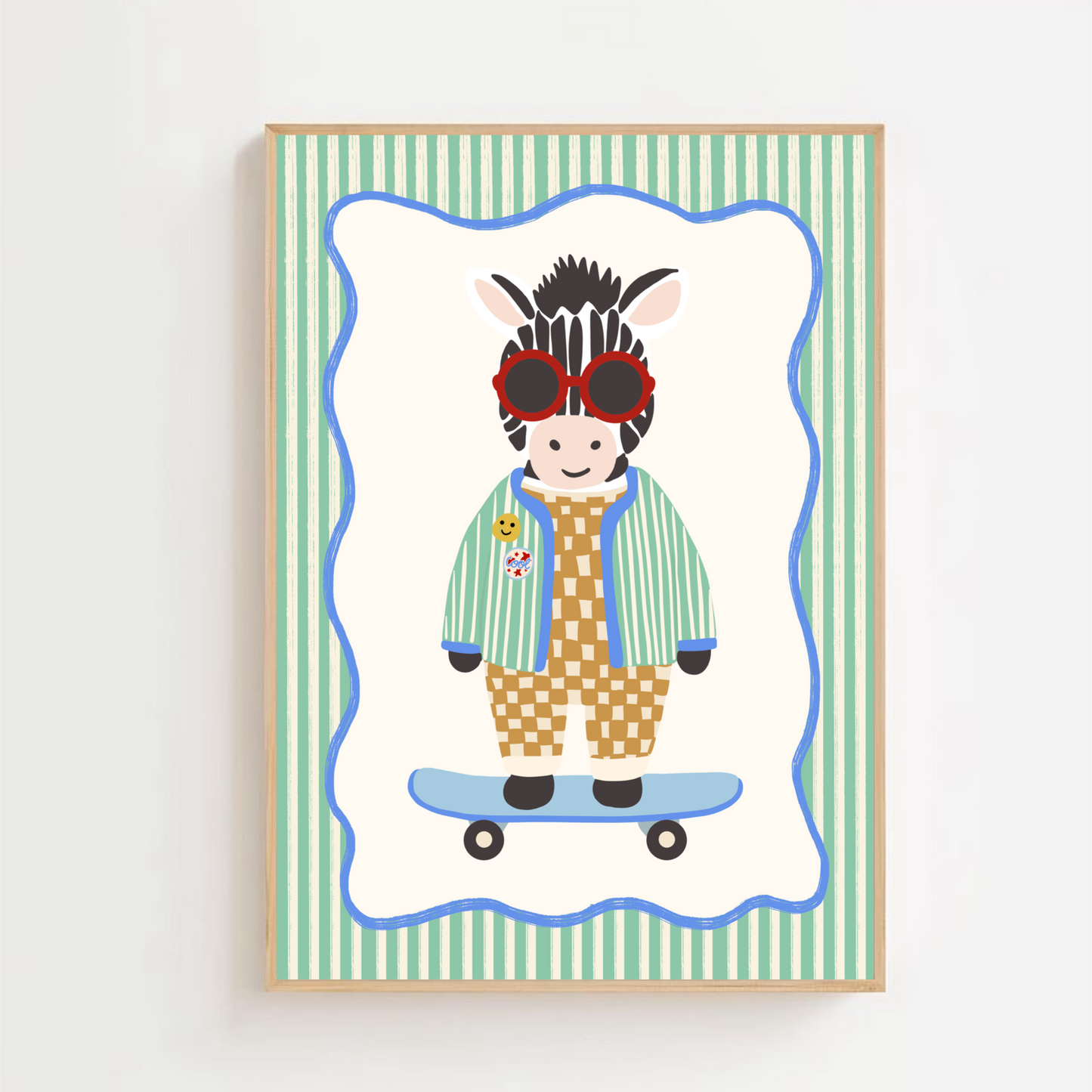 Funky zebra - blue | Art print