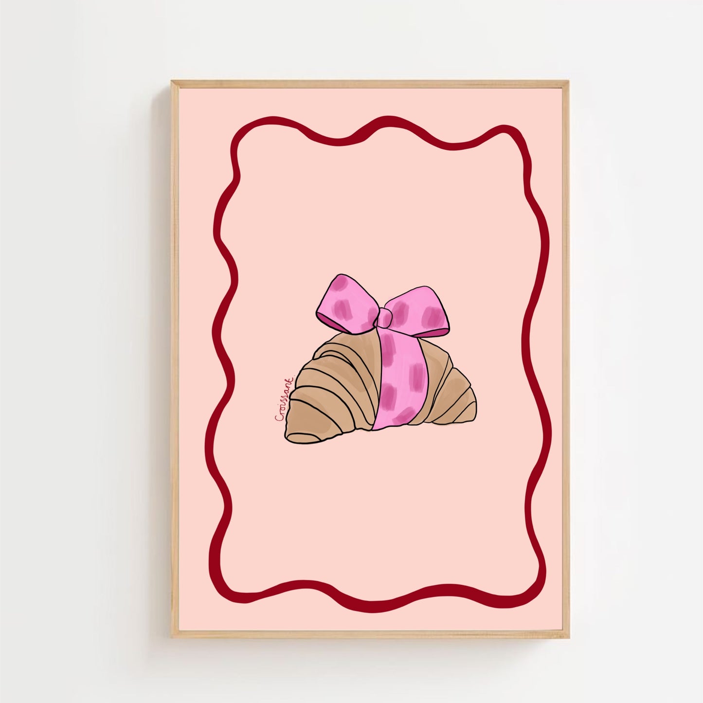 Pink ribbon croissant | Art print
