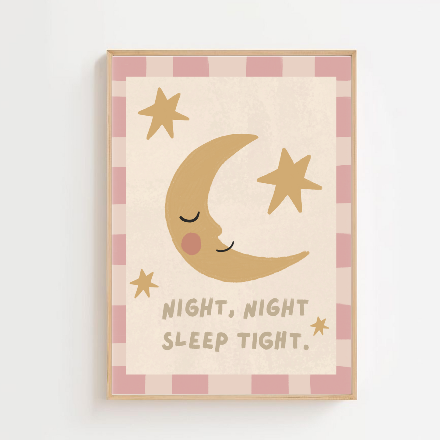 Pink, night night - moon | Art print