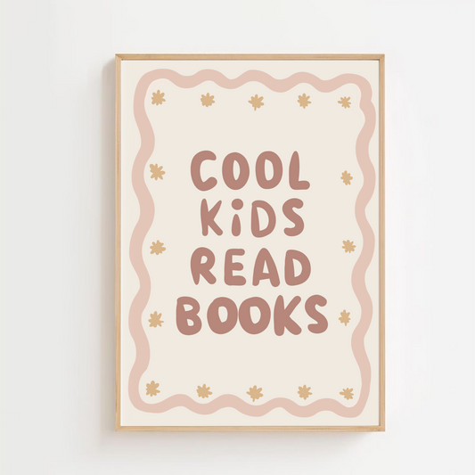 Cool kids read books - pink | Art print