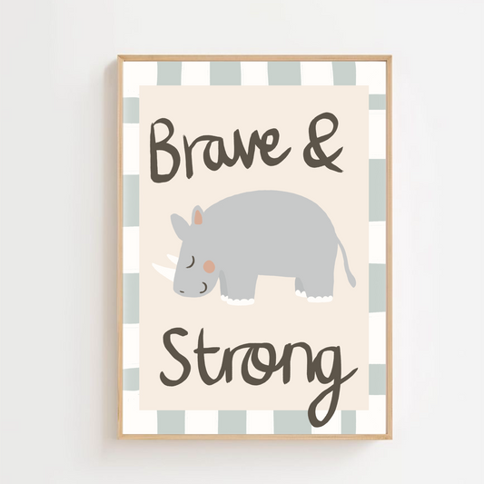 Brave and strong - rhino | Art print