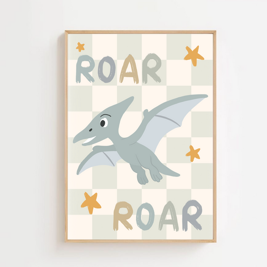 Dinosaur roar check | Art print