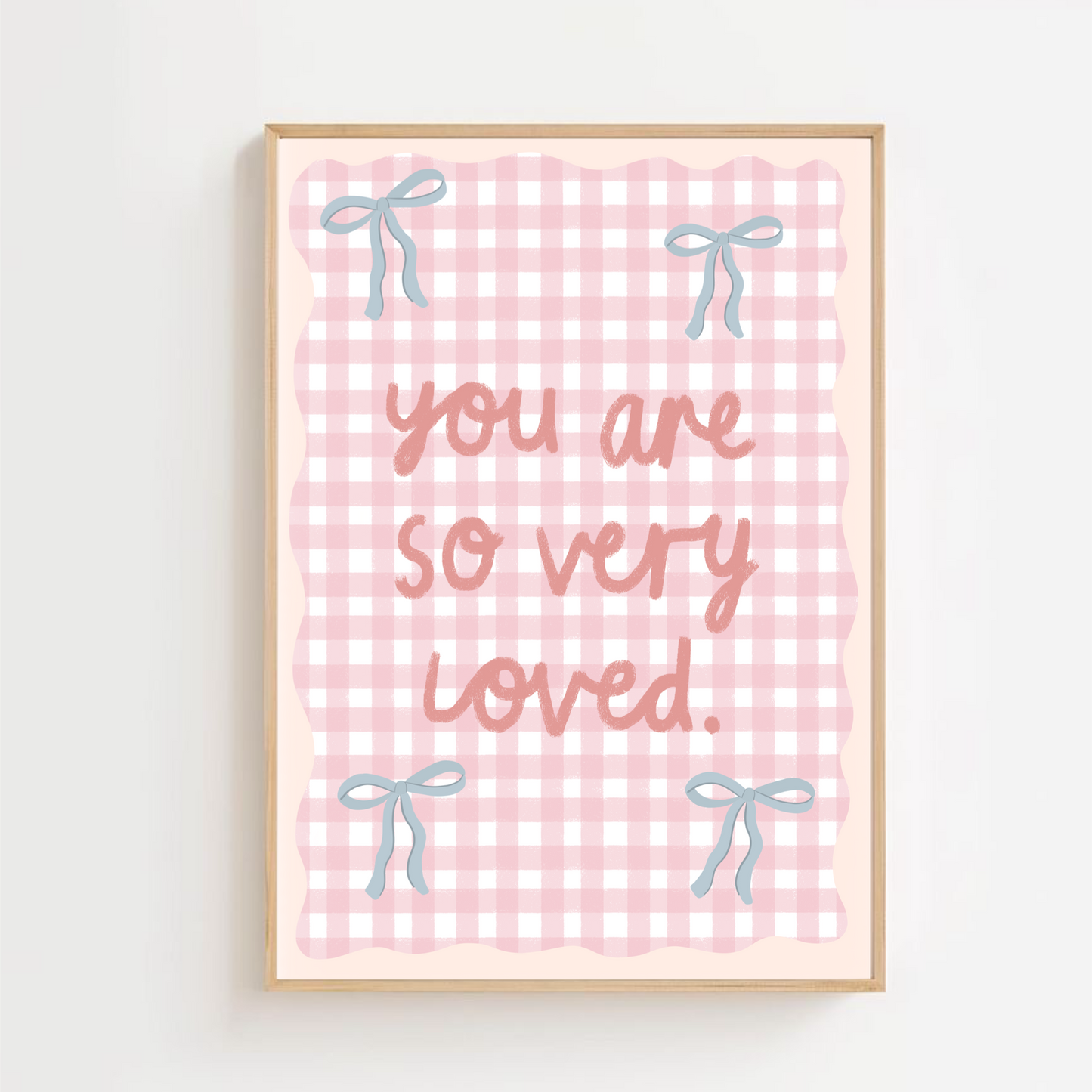 So loved - pink check | Art print