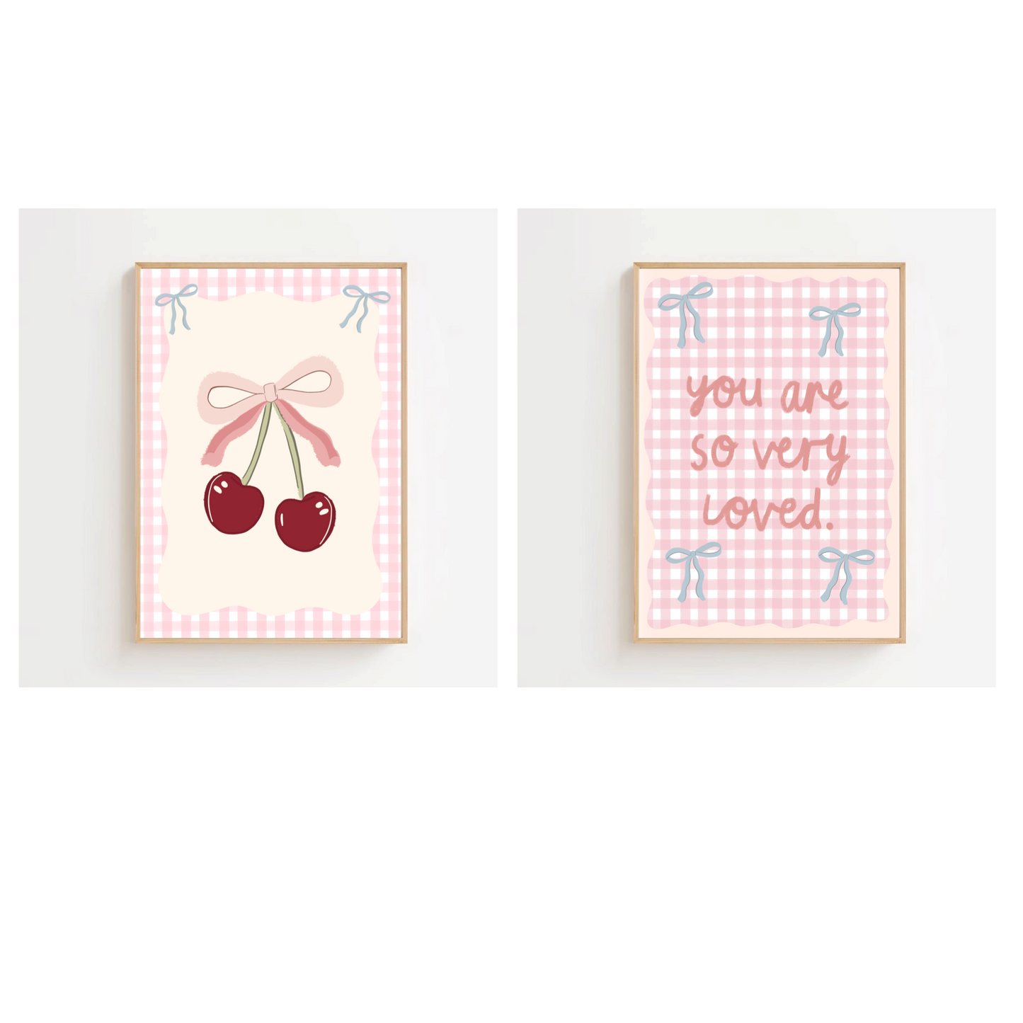 Cherry pink check | Art print