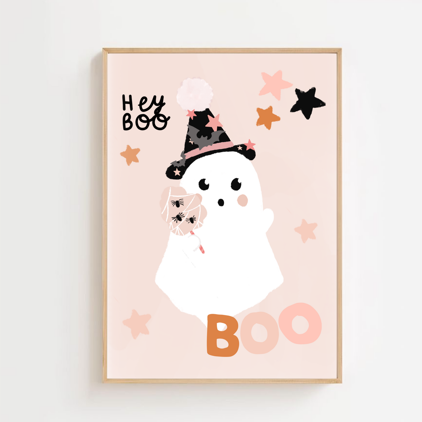 Hey boo - pink ghost | Art print