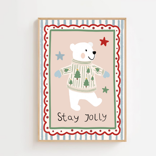 Stay jolly bear - Christmas | Art print