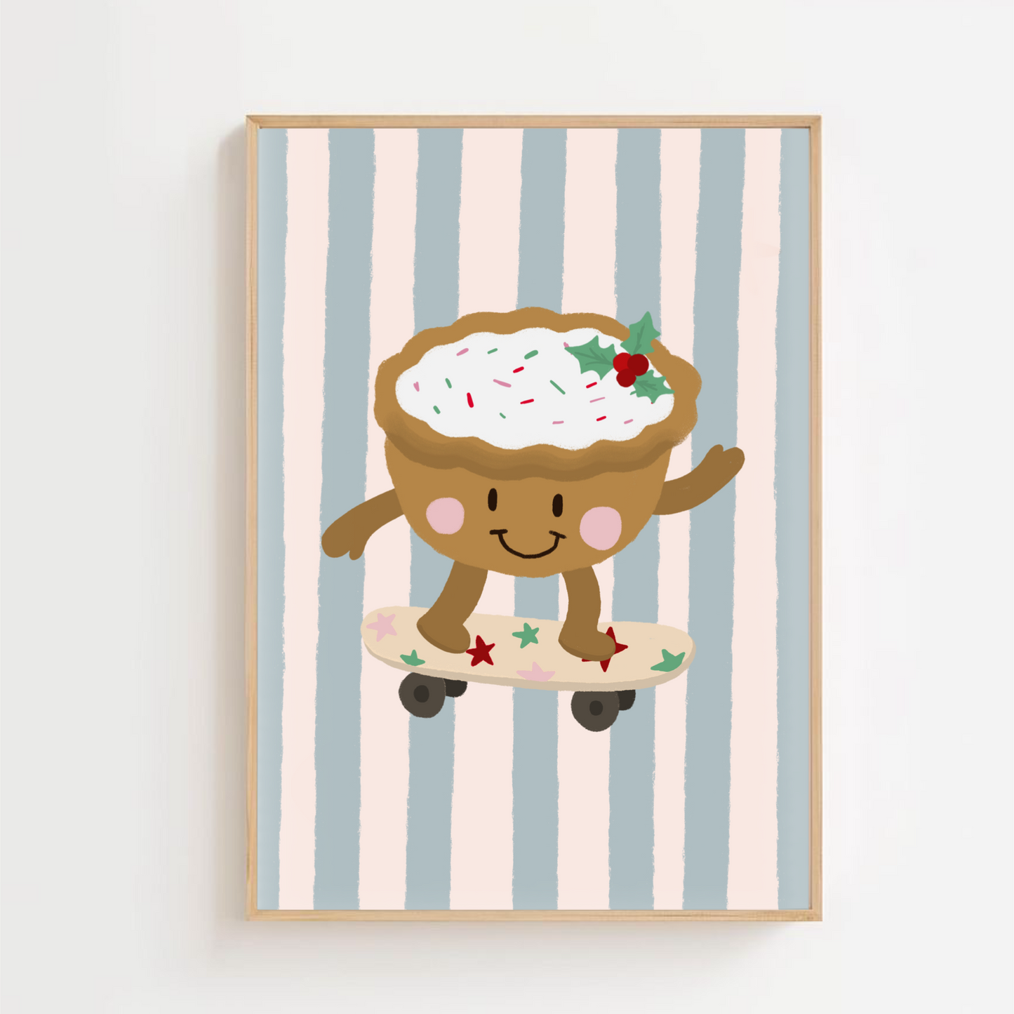 Skateboard mince pie - Christmas | Art print