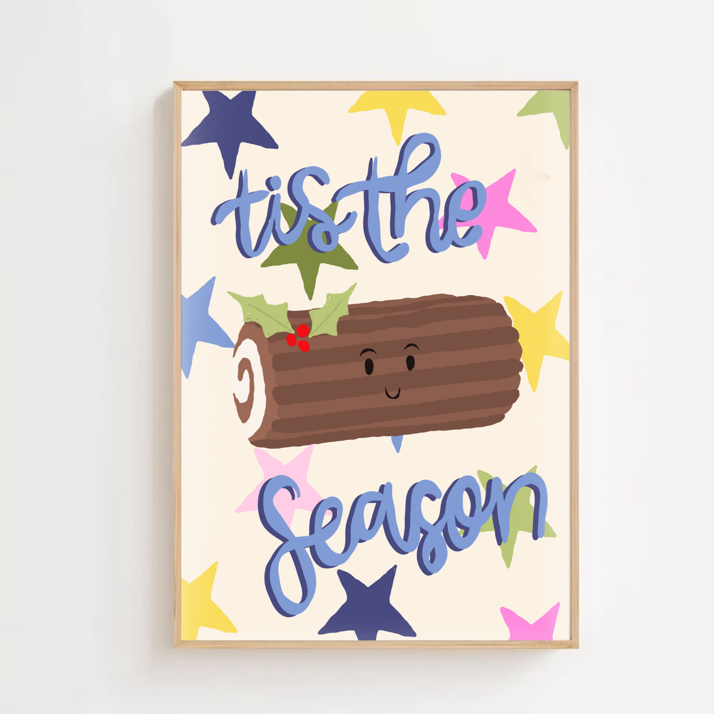 Tis the season funky log - Christmas |Art print