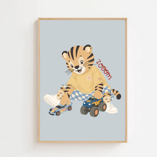 Tiger car play | Art print