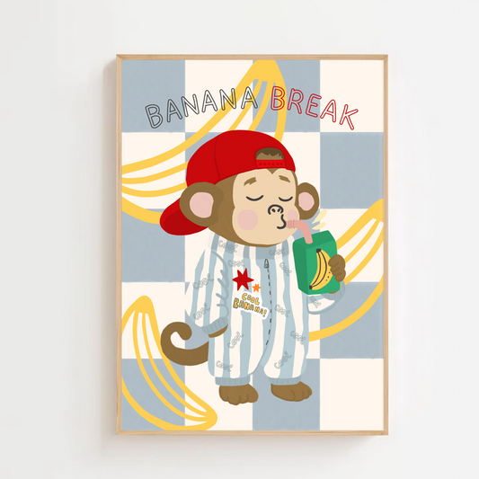Banana break - monkey | Art print