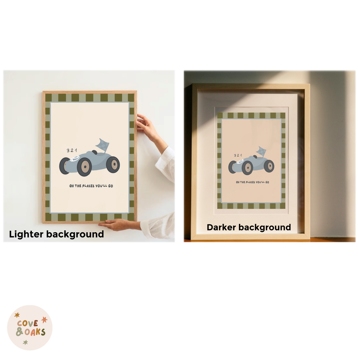 Oh the places you’ll go - race car | Art print