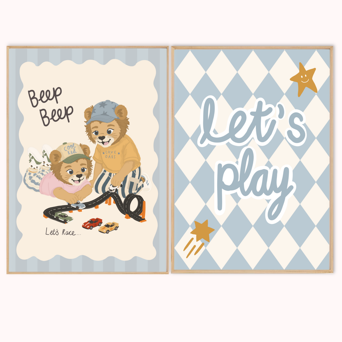 Boy duo racing cars | Art print
