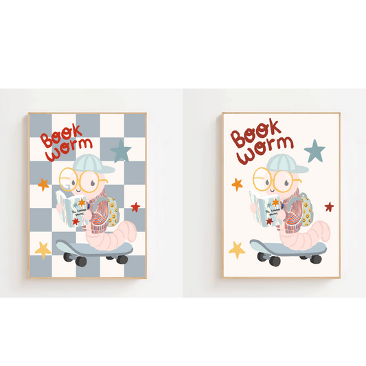 Book worm - skateboard | Art print