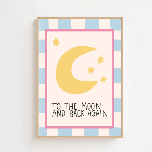 To the moon and back, blue | Art print