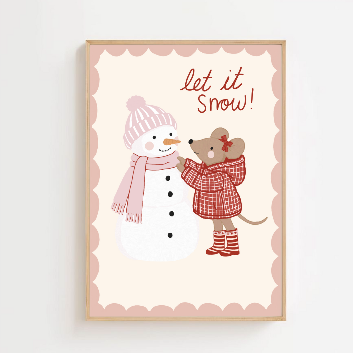 Let it snow - mouse and snowman | Art print