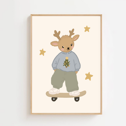 Deer on skateboard | Art print