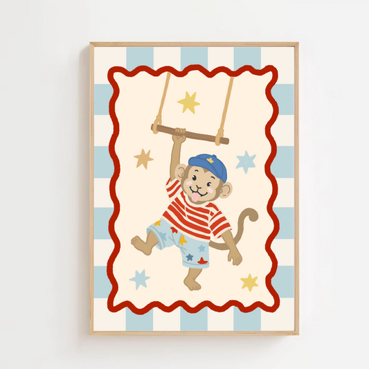 Circus monkey - second colour-way | Art print