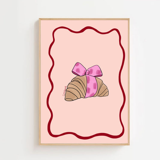Pink ribbon croissant | Art print