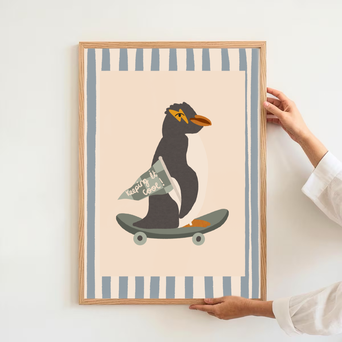 Keeping it cool -blue - penguin |Art print