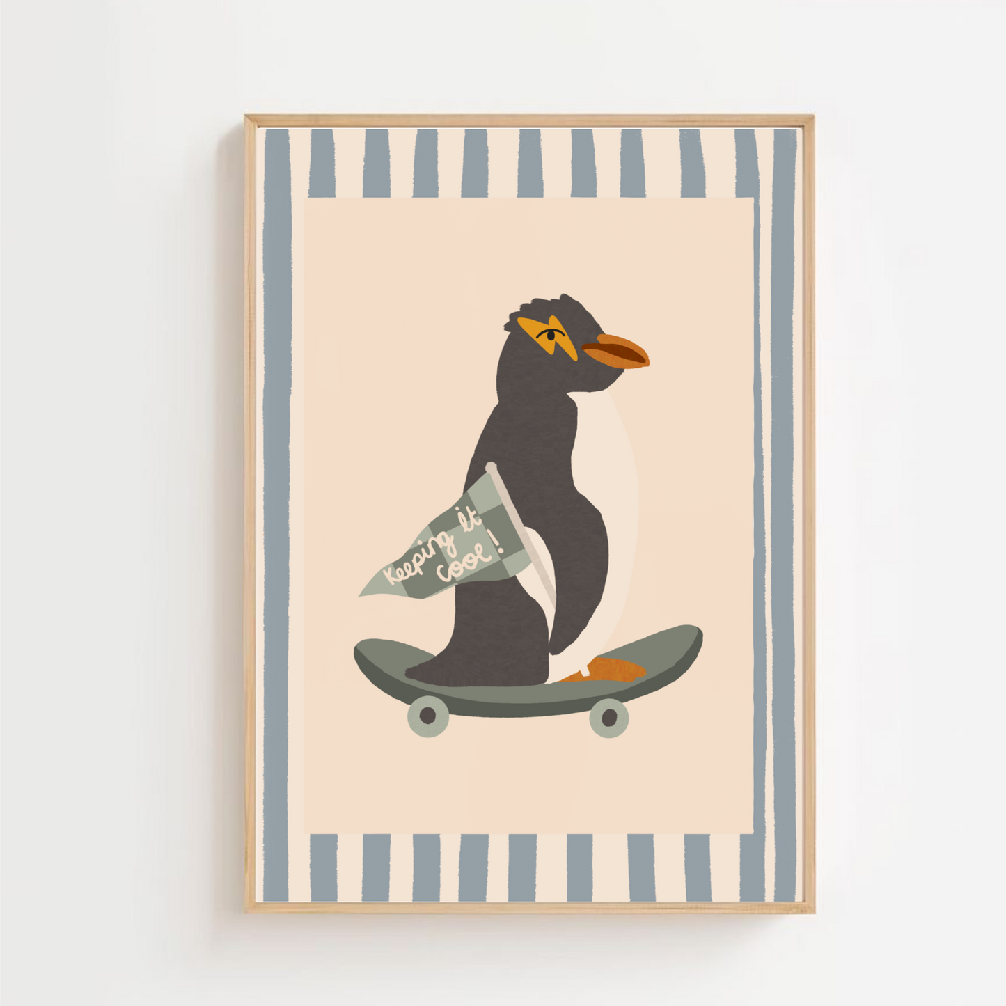 Keeping it cool -blue - penguin |Art print
