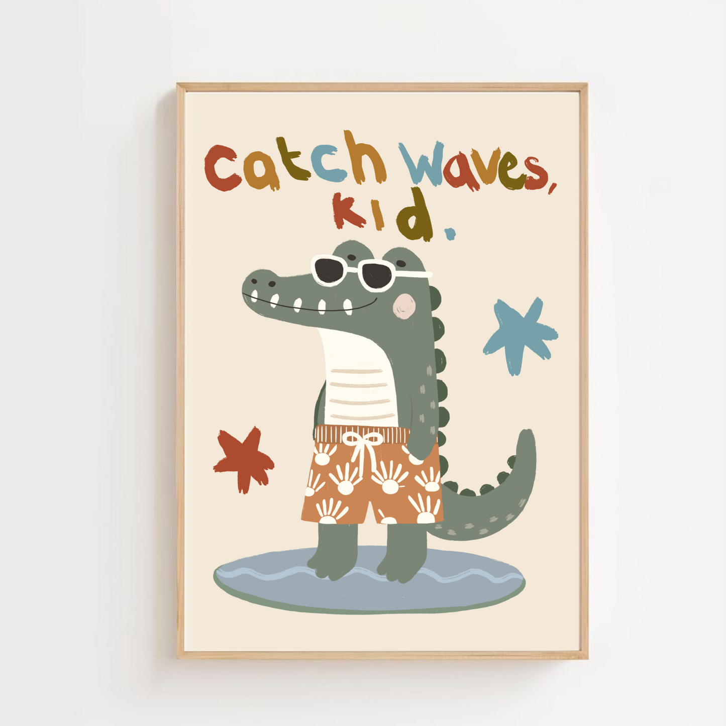 Catch waves, kid - crocodile | Art print