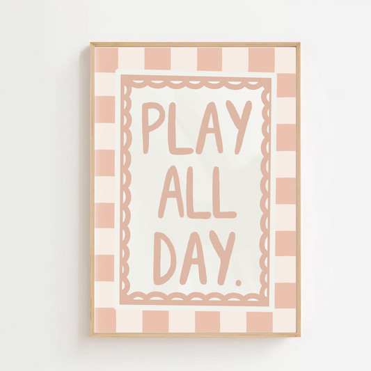 Play all day - pink | Art print