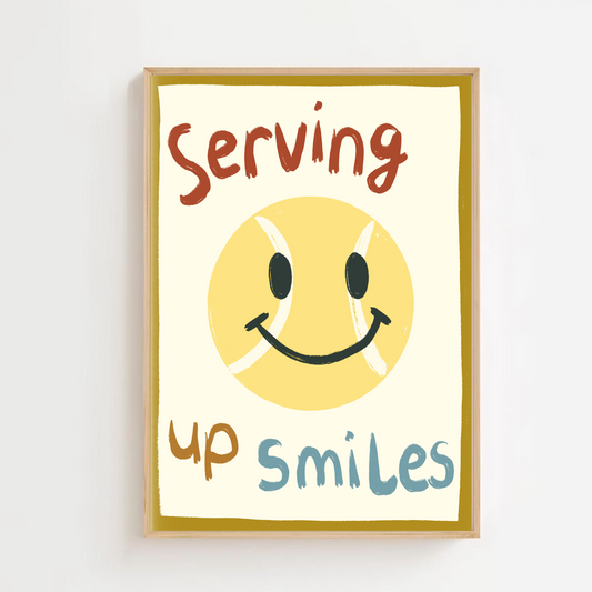 Serving up smiles - tennis ball | Art print