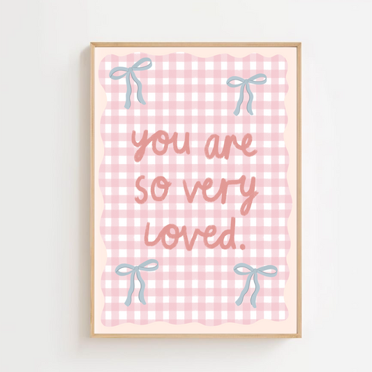 So loved - pink check | Art print