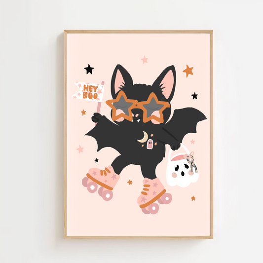 Hey boo - roller bat | Art print