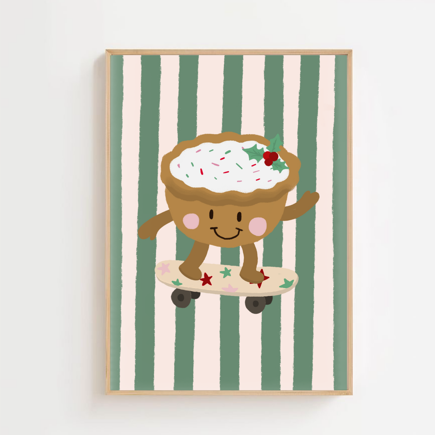 Skateboard mince pie - Christmas | Art print
