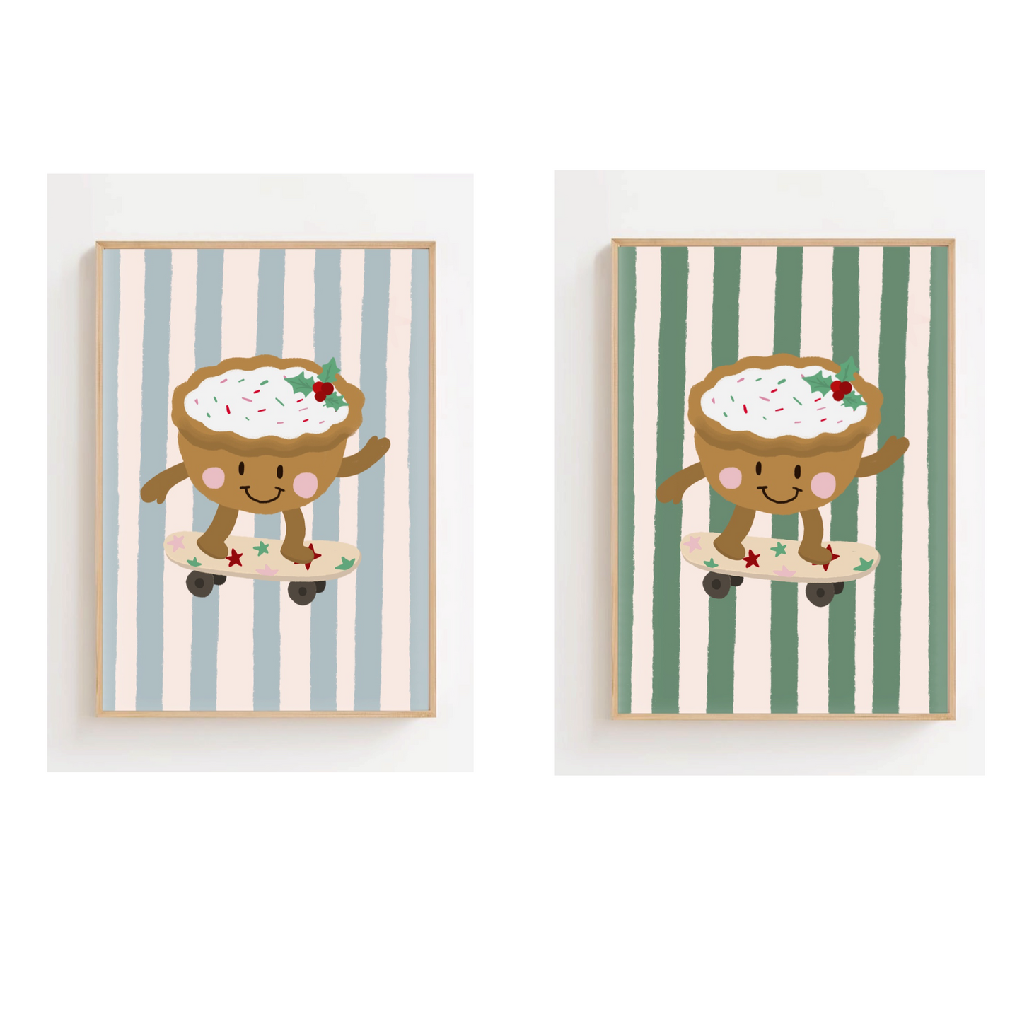 Skateboard mince pie - Christmas | Art print