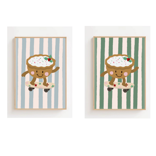Skateboard mince pie - Christmas | Art print