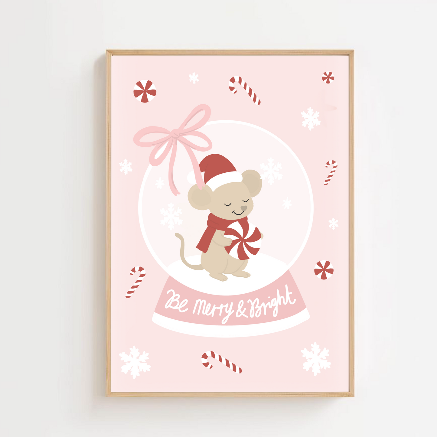 Merry and bright - Christmas snow globe | Art print