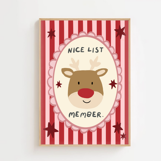 Nice list member - pink “ Art print